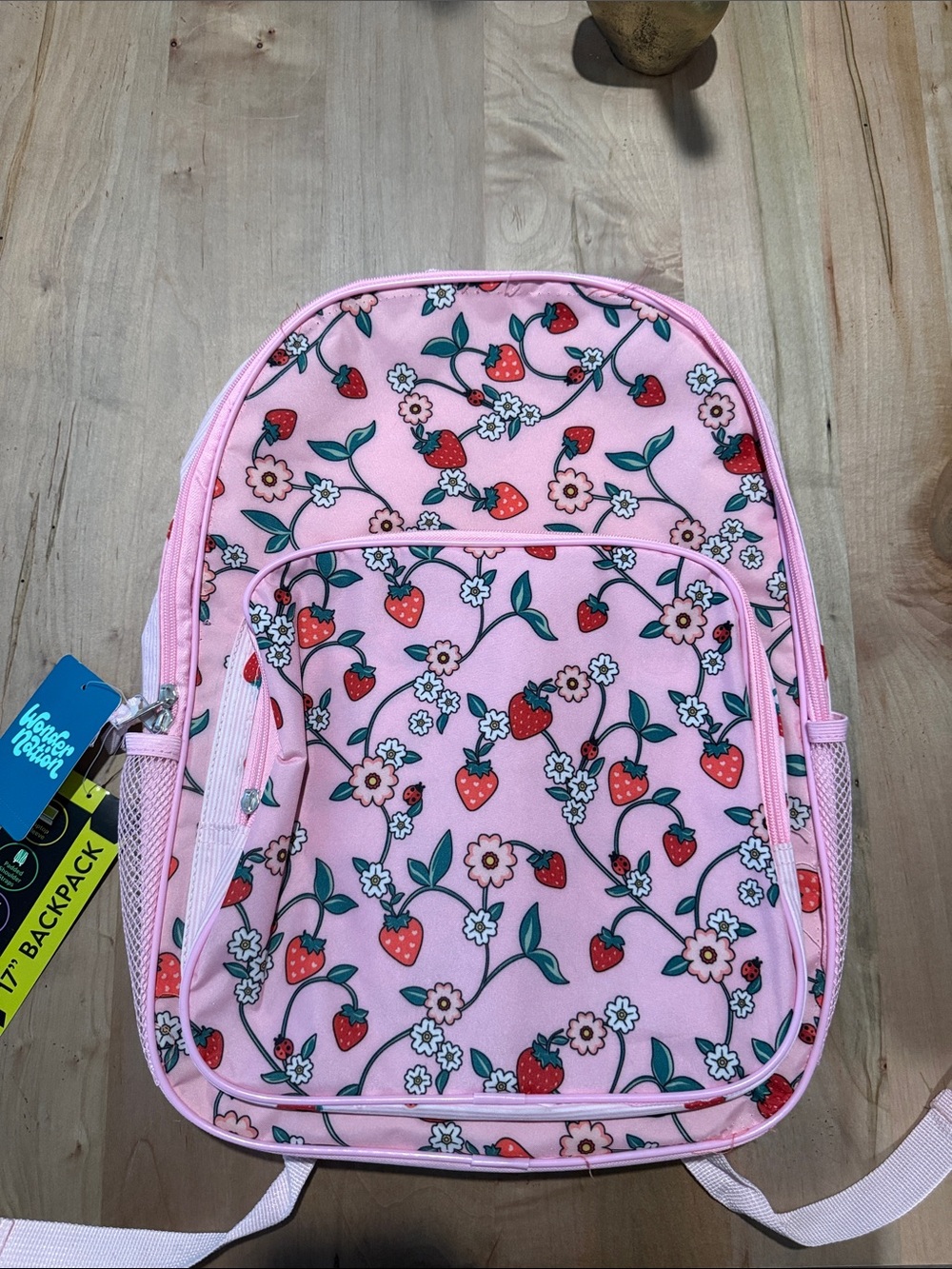 wonder nation Pink Strawberry Floral Kids Backpack